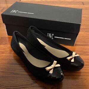 INC International Concepts Black Flats with Gold Accent